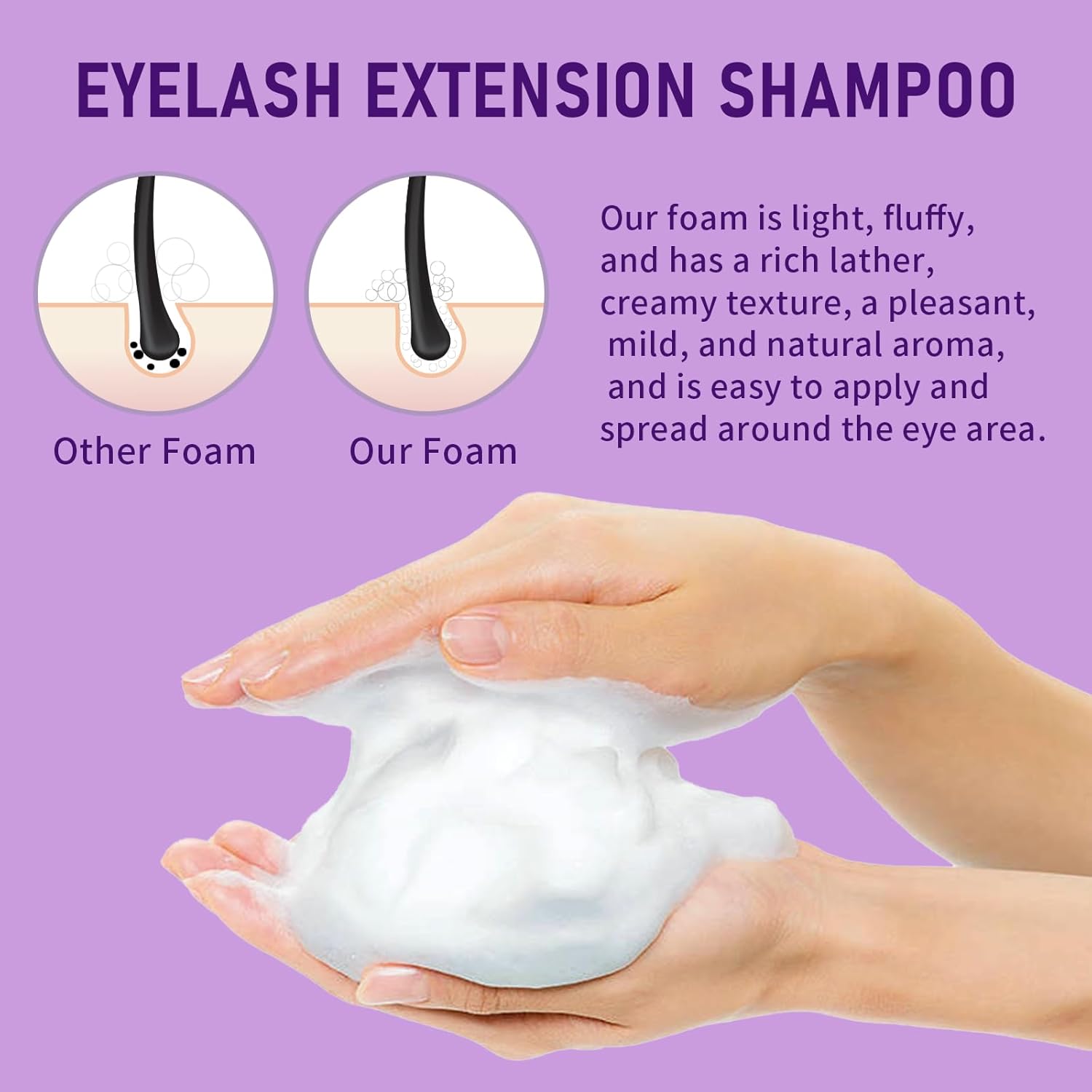 Lash Shampoo Bulk, Eyelash Cleanser for Extensions 1 Liters, Safe Makeup Remover, Non-irritating or Burning Formula Eyelid Foaming Cleanser for Professional Salon and Home Use (Lavender-1L)-BrightBean Baby