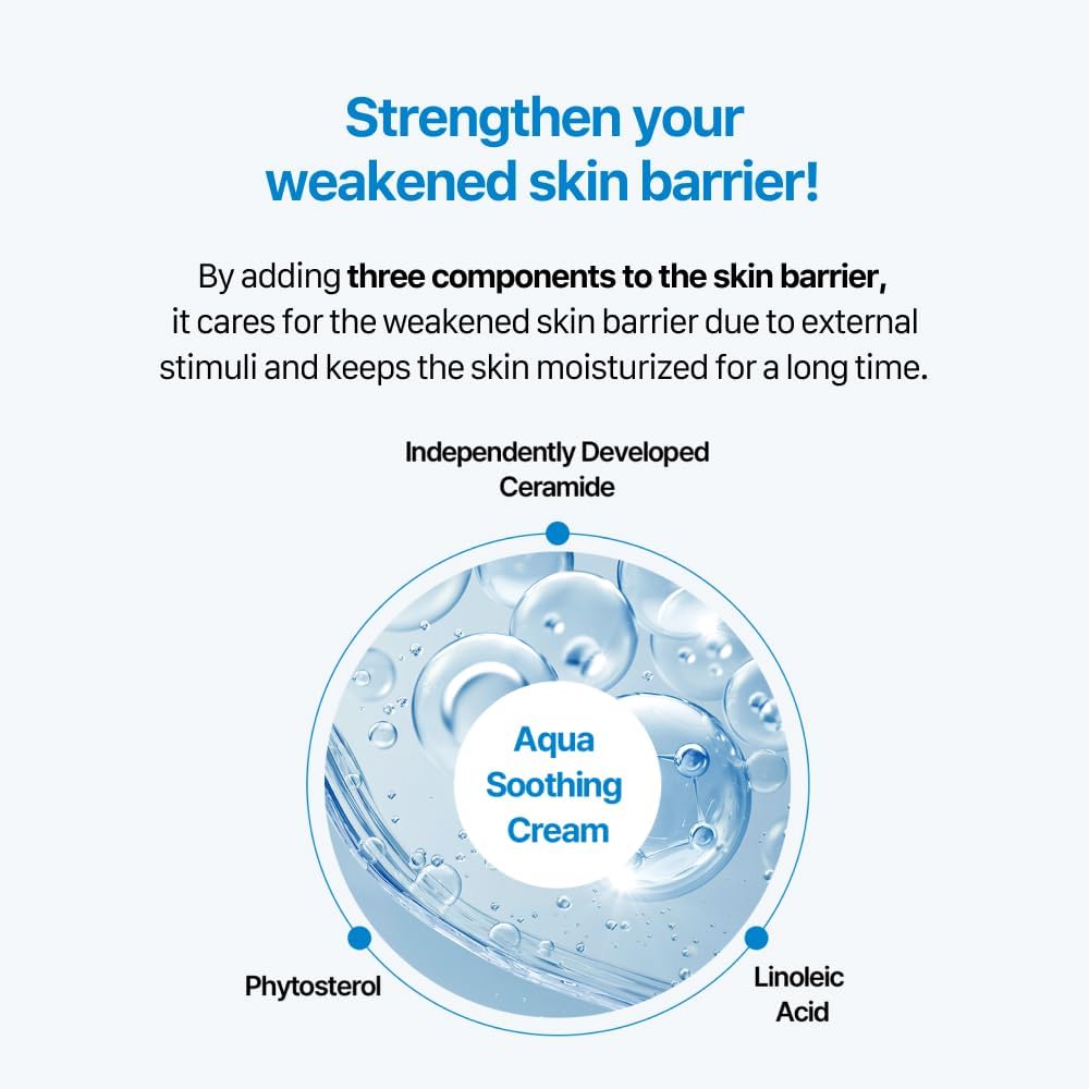 Real Barrier Aqua Soothing Cream 1.7 Fl.Oz. 50ml Hyaluronic Acid Facial Cream| Redness Relief Face Cream for Sensitive Skin | Face Moisturizer for Dry Skin| Calming Chamomile Extract| Korean Skincare-BrightBean Baby