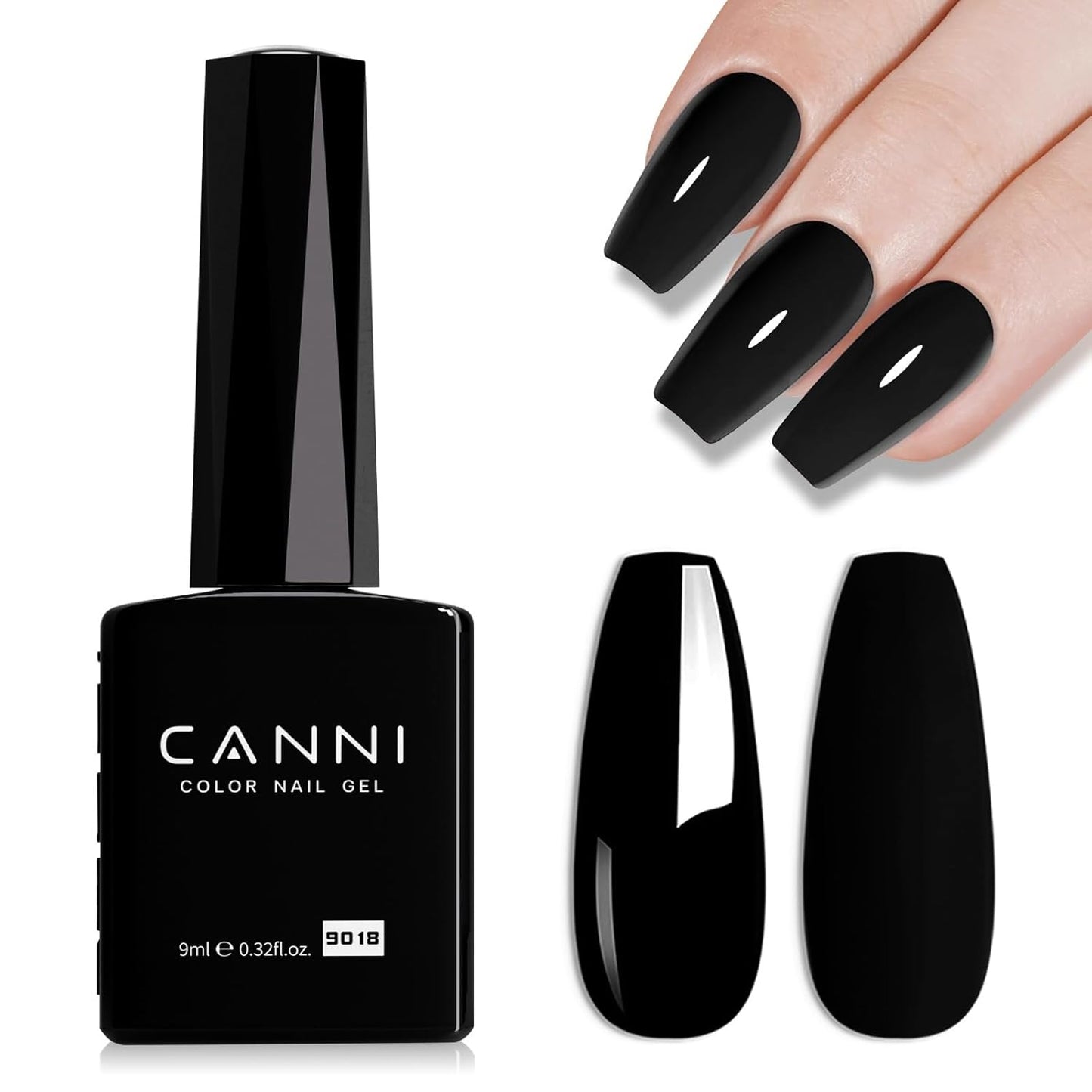 CANNI Black Gel Nail Polish, 1Pcs Pure Black Color High Gloss Soak Off UV Gel Polish Nail French Manicure Salon DIY-BrightBean Baby