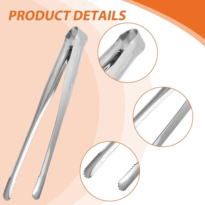 Serving Tongs Kitchen Tongs,Buffet Tongs, Stainless Steel Food Tong Serving Tong,small tongs 8 Pack(Sliver 9 Inch)