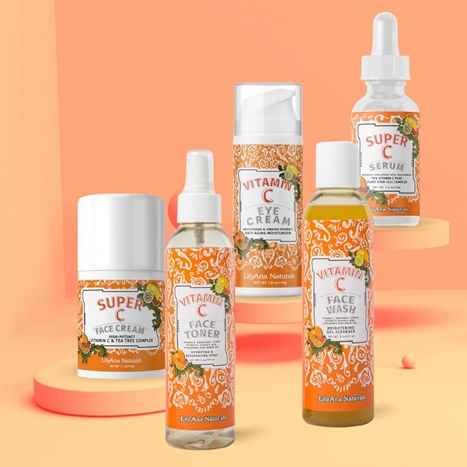 LilyAna Naturals Vitamin C Skincare Gift Set - Brightening and Anti-Aging Skin Care Products - Vitamin C Serum and Hyaluronic Acid - 5 Piece Set-BrightBean Baby
