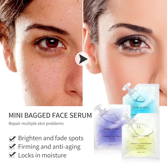 Tres Amigos Collection/Organic Hyaluronic Acid, Vitamin C, Collagen Korean Face Serums 1 oz. Total Weight-BrightBean Baby