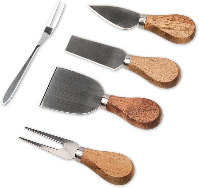 Cheese Knife Set Premium Cheese Knives Set with Wooden Handle,Mini Cheese Board Knife Set,Cheese Slicer,Butter Cutter,Cheese Spreader,Cheese Fork,Charcuterie Accessories
