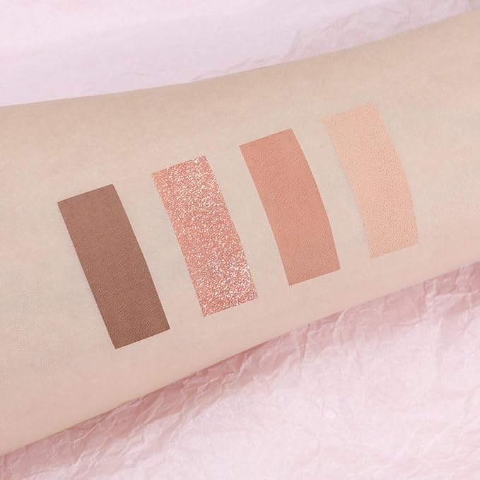 4 Colors Matte Shimmer Eyeshadow Makeup Palette,Nude Light Dark Brown Rose Gold Highly Pigmented Natural Neutral Eye Shadow Palette,Long Lasting Waterproof Naturing-Looking Women Girls Eye Shadow-BrightBean Baby