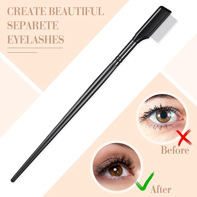 Skyley 4 Pieces Eyebrow Brush Eyelash Separator Brow Comb and Lash Spoolie Professional Eye Makeup Tools Metal Folding Lash Comb Black Double Head Eyelash Brush-BrightBean Baby