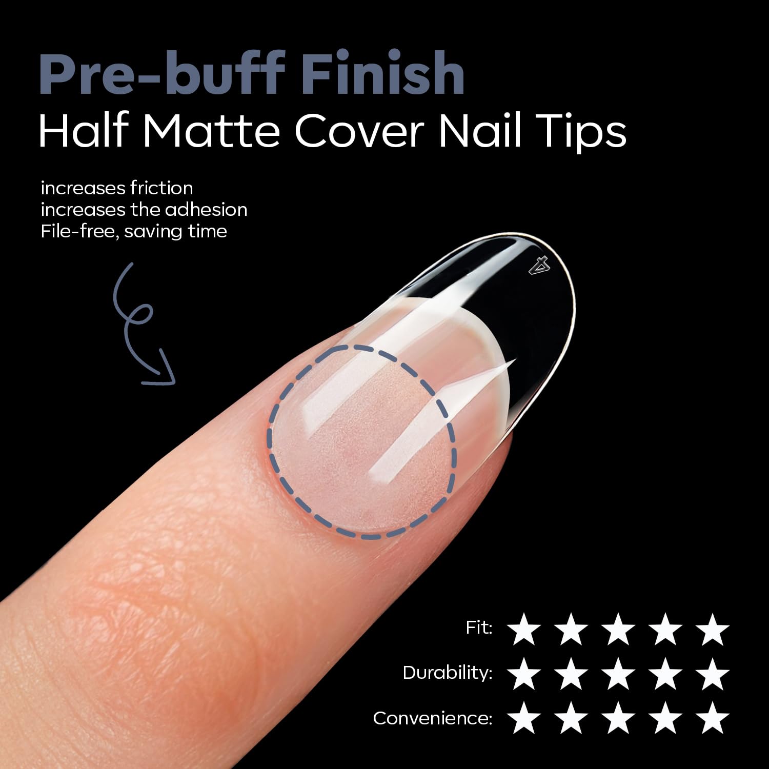 Modelones Medium Round Oval Fake Nail Tips - 510Pcs Gel Tips Pre-shaped Half Matte Full Cover Clear Acrylic Gel Kit False Press on Nails for Extension DIY Salon 15Sizes-BrightBean Baby