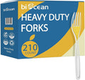 [210 Count] Clear Plastic Utensils Disposable 210 Forks Silverware Bulk Forks Bulk Heat Resistant Heavy Duty Silverware