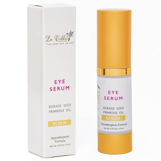 Renew Vegan Under Eye Serum for Dark Circles and Puffiness - Aging Skin Serum for Eye Bags, Fine Lines, Wrinkles, Crows Feet with Borage and Primrose - 0.5 Ounces-BrightBean Baby