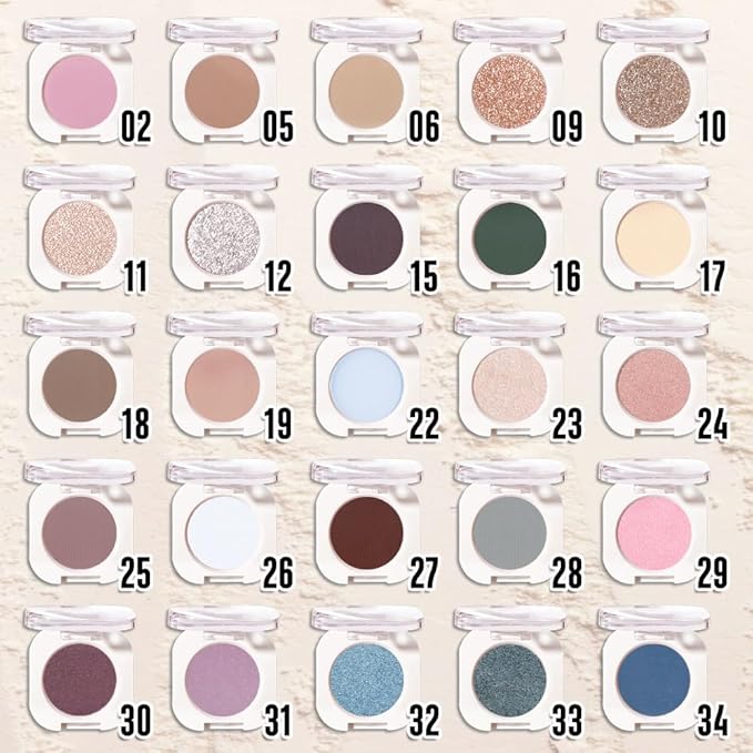 Pear White Single Glitter Eyeshadow Makeup, Neutral Powde Eye Shadow for Women, White Shimmer Singles Eyeshadow Palette Pigmented Waterproof, sombras para ojos, Girls Monochrome Eyeshadows Gift-BrightBean Baby