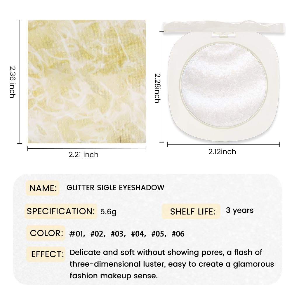 Pearl White Silver Shimmer Glitter Sparkling Monochrome Eyeshadow Palette,Metallic Single Eye Shadow for Older Women,Long Lasting Naturing-Looking Eye Makeup-BrightBean Baby