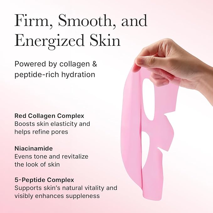 Red Collagen Jello Mask, Plump & Hydrating x 4ea, Overnight Hydrogel Mask for Dry, Mature Skin, Packed with Collagen, 5 Peptides, 2% Niacinamide-BrightBean Baby