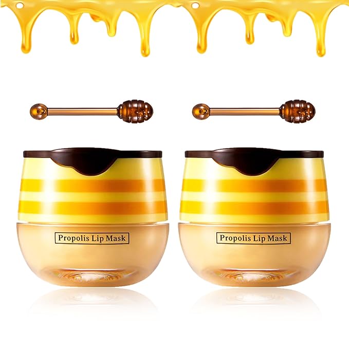 2PCS Bee Lip Balm Honey Pot Honey Lip Balm Sleeping Lip Mask Silky Hydrating Bee Lip Balm Lip Mask Overnight Lip Care Products-BrightBean Baby