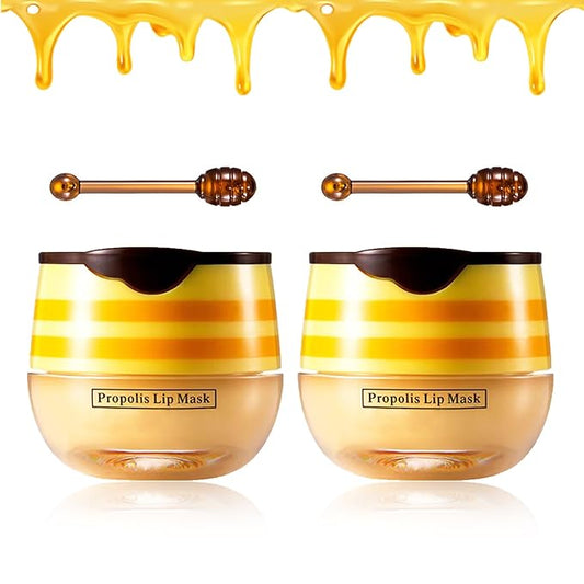 2PCS Bee Lip Balm Honey Pot Honey Lip Balm Sleeping Lip Mask Silky Hydrating Bee Lip Balm Lip Mask Overnight Lip Care Products-BrightBean Baby