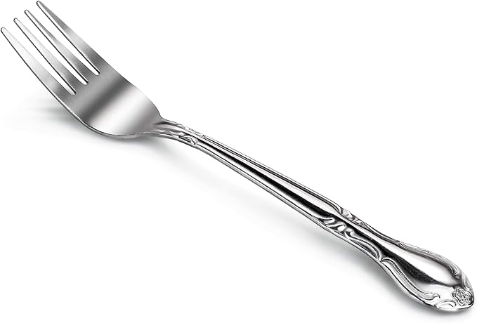 New Star Foodservice 58666 Rose Pattern, 18/0 Stainless Steel, Salad Fork, 6.2-Inch, Set of 12