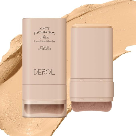 Multi-Use Foundation Stick Makeup with Brush,High Coverage Blendable Lightweight Contour Stick,Waterproof Flawless Natural Finish Creamy Foundation Makeup,Longwear Face Makeup Stick(#1)-BrightBean Baby
