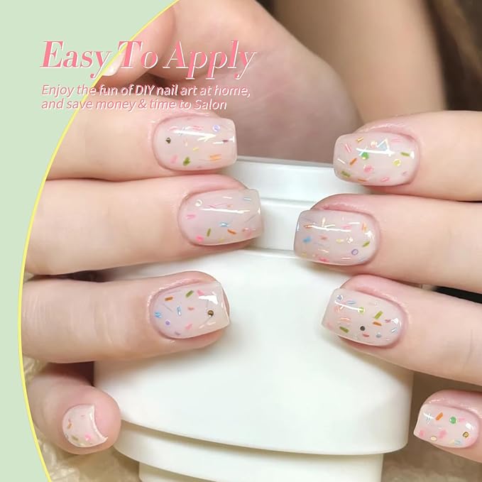 Born Pretty Jelly Pastel Gel Nail Polish 6 Colors Spring Summer Yellow Green Blue Purple Pink Candy Sweet Colors Apex Building Effect Gel Polish Kit Nail Art Gel Manicure Kit DIY at Home Salon Gifts-BrightBean Baby