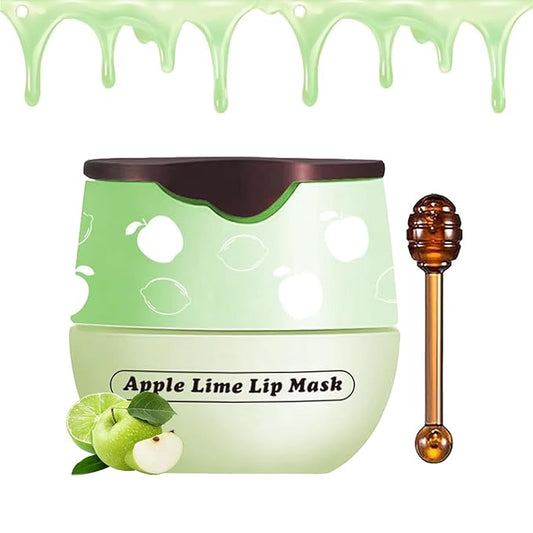 1 PCS Bee Lip Balm Honey Pot, Exfoliating Apple Bee Lip Balm Sleeping Lip Mask Overnight with Sticks, Honey Pot Lip Balm Prevention Dry Hydrating and Crack Lip Scrubs-BrightBean Baby