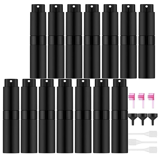 14 PCS/8ML Portable Atomizer Perfume Bottles, Mini Empty Refillable Cologne Spraye Bottle, Pocket Travel Perfume Liquid Sprayer (Matte Black)-BrightBean Baby