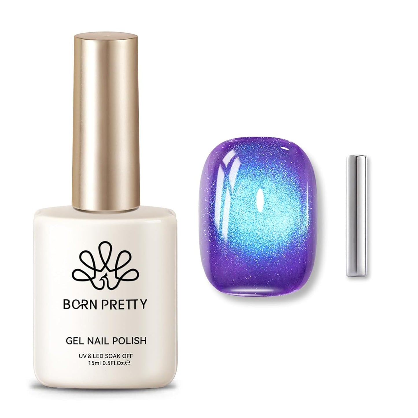 BORN PRETTY Cat Magnetic Eye Gel Nail Polish,Indigo To Violet Gradient Magnetic Gel Polish Blueberry Cat Magnetic Eye Gel Manicure Nail Art DIY 15ml-BrightBean Baby