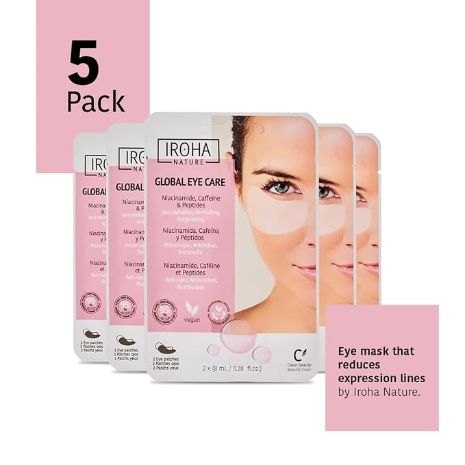 Eye Masks, Reduces Wrinkles, Dark Circles & Puffiness - Pack of 5 Pairs - Hydrating Patches with Niacinamide, Caffeine, Peptides - Vegan, Cruelty-Free, Skincare, Under Eye Treatment, Gift-BrightBean Baby