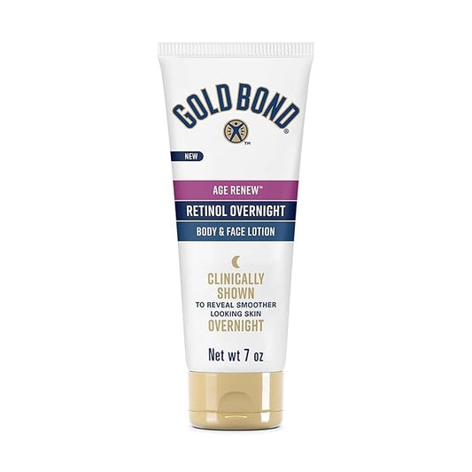 Gold Bond Age Renew Retinol Overnight Body & Face Lotion, With Retinol & Peptide Complex, for Dry Skin, 7 oz.-BrightBean Baby