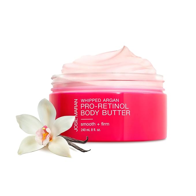 Josie Maran Whipped Argan Pro-Retinol Body Butter - Ultra-Hydrating Retinol Body Cream with Air-Whipped 100% Pure Argan Oil - Smooth, Soothe & Improve the Look of Fine Lines - Vanilla Bean (8 Oz)-BrightBean Baby