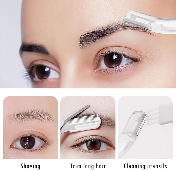 Dermaplaning Tool Set – Facial Razor for Women & Men with Eyebrow Trimmer – Exfoliating Facial Shaver for Peach Fuzz Removal, Skin Refresh & Eyebrow Shaping-BrightBean Baby