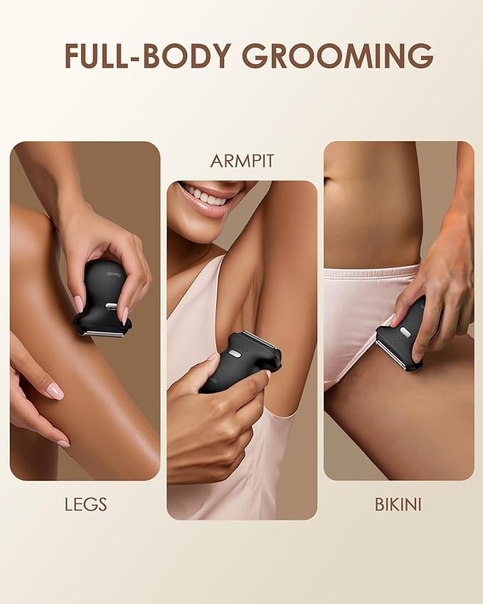Mini Electric Shaver for Women, Rechargeable Travel-Sized Body Hair Trimmer, Palm-Perfect Hair Removal Razor with LED Display, Waterproof Wet/Dry Use Type-C Charging, On-The-Go Black-BrightBean Baby