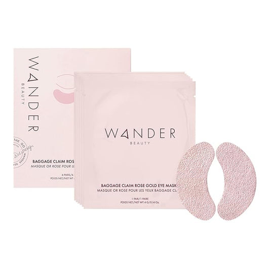 Wander Beauty Baggage Claim - Rose Gold Foil Under Eye Patches For Dark Circles and Puffiness - Under Eye Mask Depuffs & Firms - Brightening Eye Mask for Under Eye Bags (6 Pairs)-BrightBean Baby