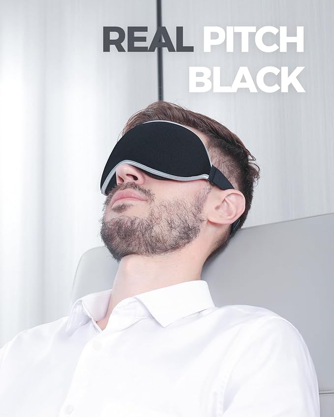 MZOO Luxury Sleep Mask for Back, Side Sleeper, Complete Light Blocking Sleeping Eye Mask Night Blindfold, 3D Zero Pressure & Spacious for Lash Extensions, Breathable Soft Eye Cover Flight Nap Travel-BrightBean Baby