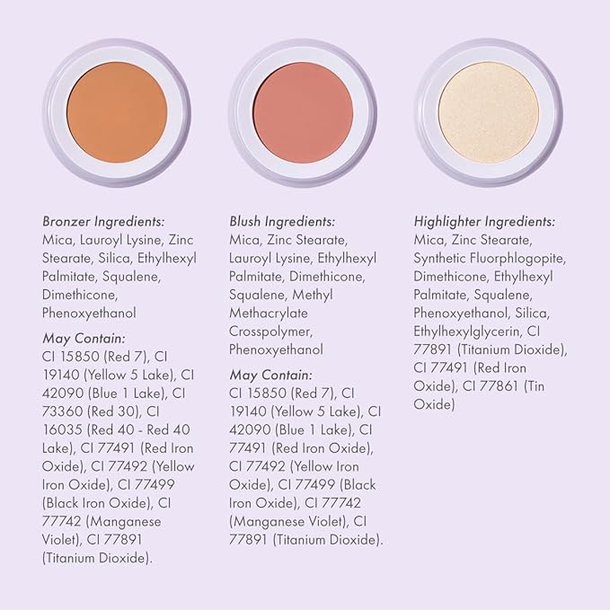 Subtl Beauty 3-in-1 travel makeup kit by subtl staks | powder blush, bronzer, and highlighter | includes mirror lid and mini brush | for fair-light skin tones-BrightBean Baby