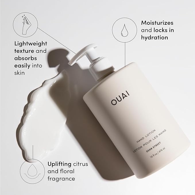 OUAI Hand Lotion - Daily, Lightweight, Hydrating Lotion for Dry Skin - Made with Avocado, Rosehip and Jojoba Oil to Lock in Moisture - Never Greasy (16 Fl Oz)-BrightBean Baby