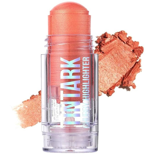 Chubby Cream Highlighter Stick for Face, Glitter Eyeshadow Makeup, Highlight Stick, Face Highlighters & Luminizers, Light Pink Peach Shimmer-BrightBean Baby