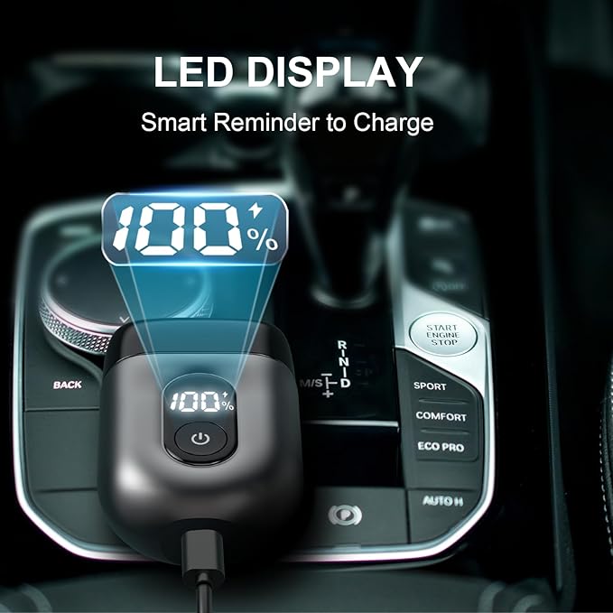 Electric Foil Shavers for Men: Mini Electric Razor with Big LED Display & 3 Floating Blades - IPX7 Waterproof Wet Dry Face Razor, USB Type C-BrightBean Baby