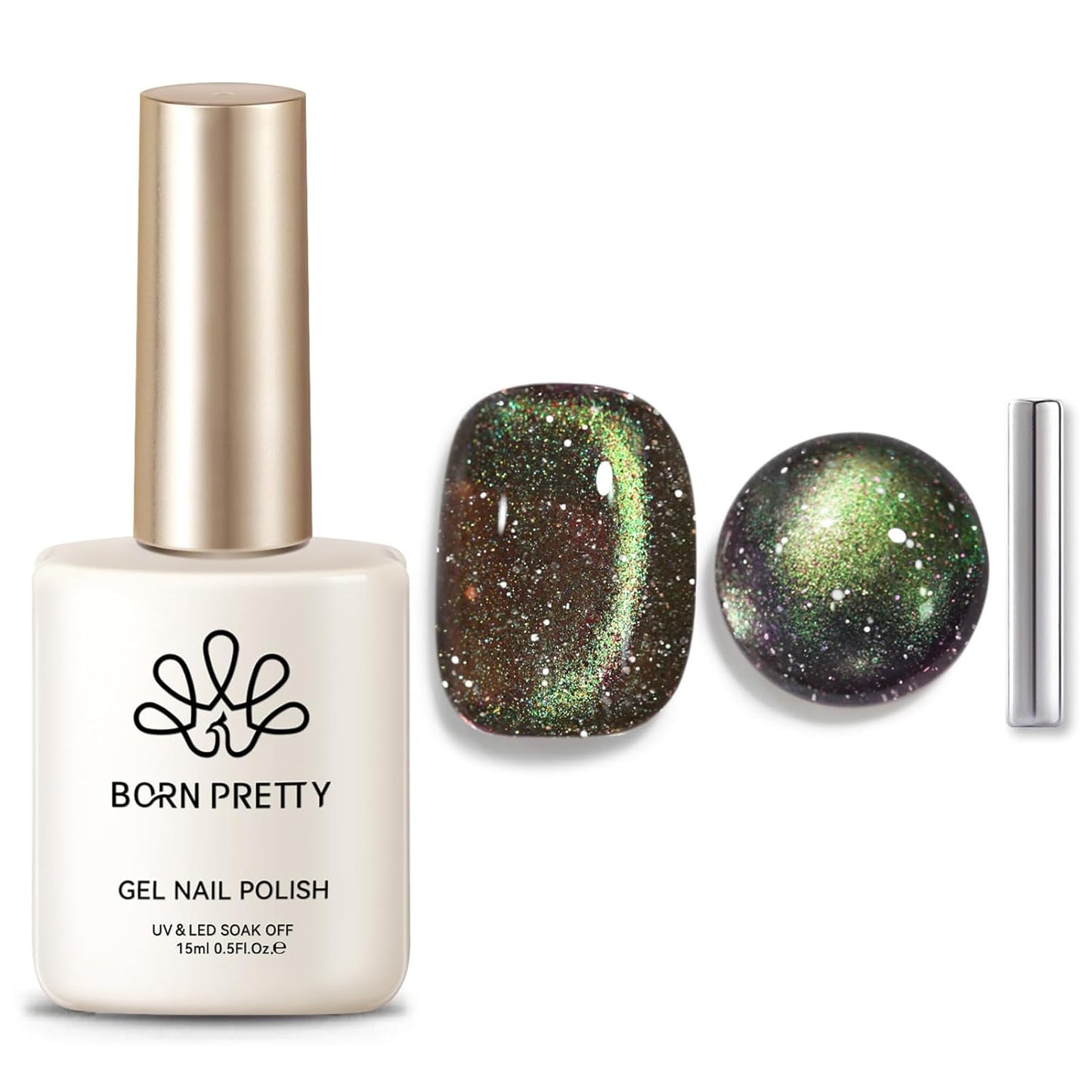 Born Pretty Cat Magnetic Eye Gel Nail Polish,Brown Green Magnetic Gel Polish Shimmer Magnetic Eye Gel Manicure Nail Art DIY 15ml-BrightBean Baby