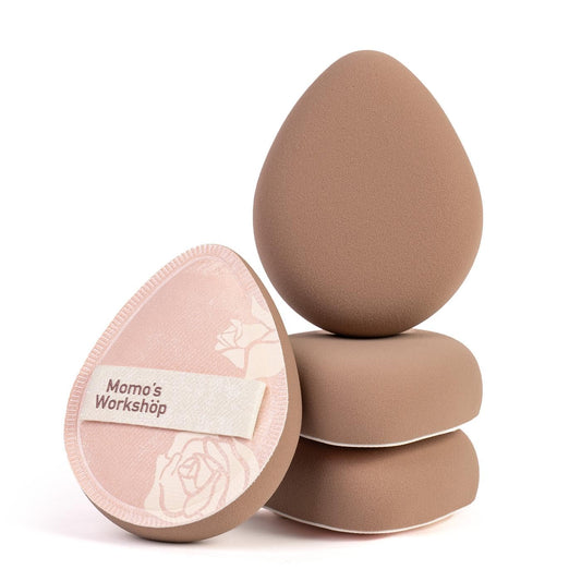 Makeup Sponge, Rubycell, Egg Shape, Foundation Sponges with Glossy PU Leather, for Liquid/Sheer Foundations, Cosmetic Puff, Medium Bounce,Travel Friendly & Reusable,2pcs & Storage Case-BrightBean Baby