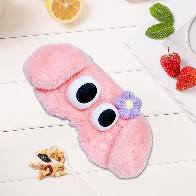 PERFECTSIGHT Dog Sleep Eye Masks, Cute Plush Sleep Eye Cover Lightweight Adjustable Eyeshade Faux Fur Mask Cover for Women Men Kids Sleep Travel Nap, Pink Puppy-BrightBean Baby
