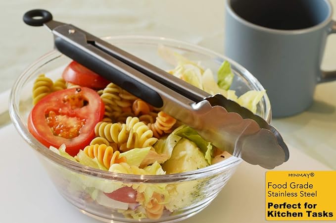 Stainless Steel Kitchen Tongs 9-Inch Cooking Tongs, Set of 3