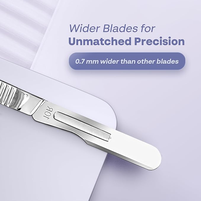 10R Blades Dermaplaning Kit Containing 10r Blades Scalpels Pack of 100 with Scalpel Handle #3 + 10R Scalpel Blade Remover Box + Hemostat by Mymed-BrightBean Baby