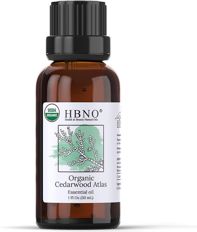 HBNO California Bottled Organic Cedarwood Essential Oil 1 fl oz (30ml) - USDA Certified Organic Cedarwood Essential Oil for Aromatherapy, Soap Making, DIY, Fragrances, Diffuser-BrightBean Baby