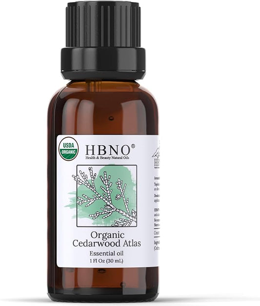 HBNO California Bottled Organic Cedarwood Essential Oil 1 fl oz (30ml) - USDA Certified Organic Cedarwood Essential Oil for Aromatherapy, Soap Making, DIY, Fragrances, Diffuser-BrightBean Baby