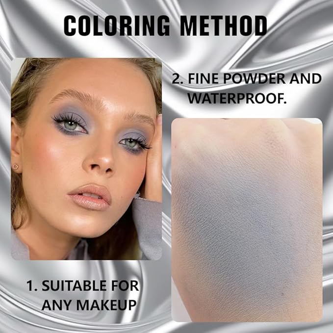 evpct Matte Grey Eyeshadow Singles, Smoky Gray Grey Dusty blue Cream Single Matte Eye Shadow Palette Makeup for Older Women, High Pigment Waterproof Monochrome Mini Eyeshadow Palette, sombra de ojos-BrightBean Baby