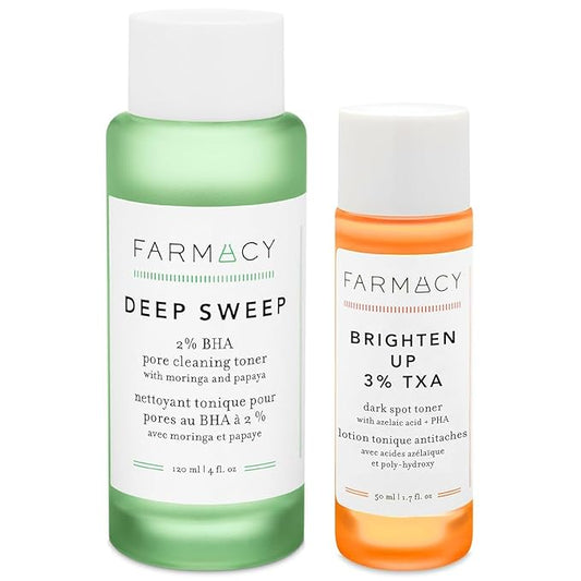 Farmacy 2% Salicylic Acid Toner for Face + 3% Tranexamic Acid Brightening Toner - Exfoliating Skincare Set to Minimize Pores + Reveal a Healthy-Looking Complexion (2 Count)-BrightBean Baby
