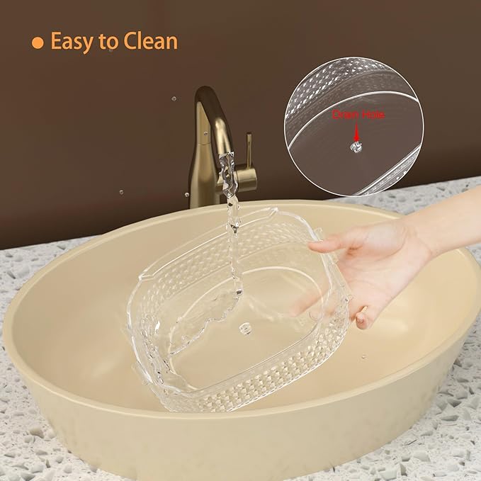 Awenia Rotating Makeup Organizer 360, Stackable Adjustable Large Capacity Cosmetic Storage Unit,Dresser Bathroom Kitchen Countertop Organizer with Metal Handle, Plus Size (Clear, 2 Tier)-BrightBean Baby