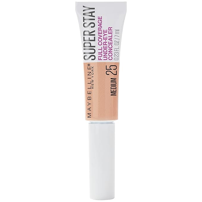 Maybelline New York Super Stay Super Stay Full Coverage, Brightening, Long Lasting, Under-eye Concealer Liquid Makeup Forup to 24H Wear, With Paddle Applicator, Medium, 0.23 fl. oz.-BrightBean Baby
