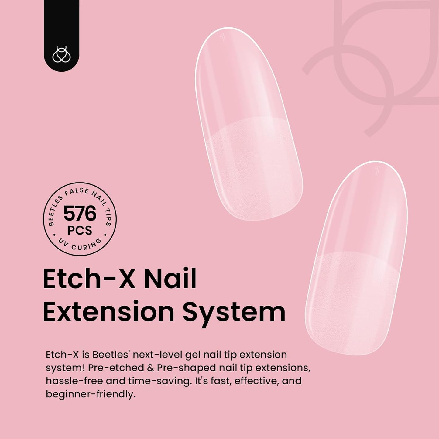 Beetles Gel Nail Tips Short Oval 576Pcs, 12 Sizes Pre-Shaped Half Matte Press On Nails Gelly Tips False Nails for Gel Full Cover False Nails Home DIY Nail Salon Gifts for Girls Women-BrightBean Baby