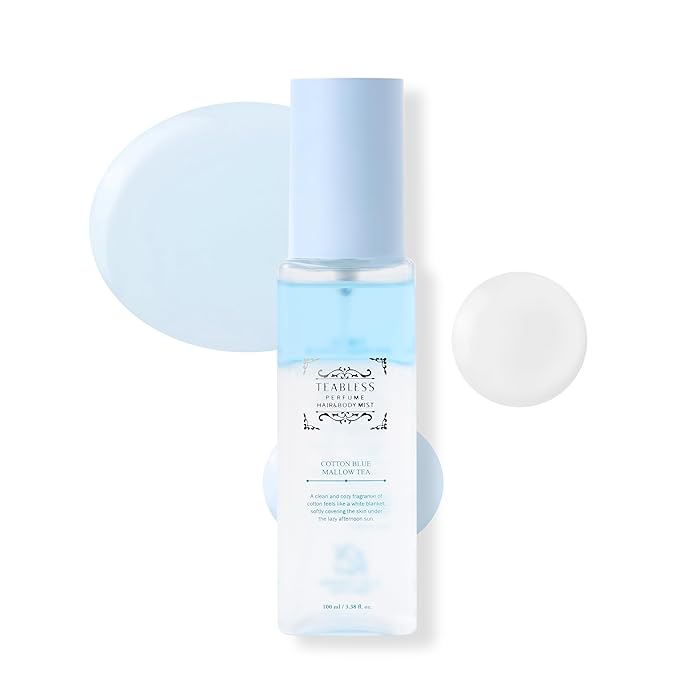 Cotton Blue Mallow Tea Perfume Hair & Body Mist, Hair and Body Perfume Spray for Dry Skin, Moisture Balance, Soothing, Nourishing, Long-Lasting Fragrance, Cotton Scent-BrightBean Baby