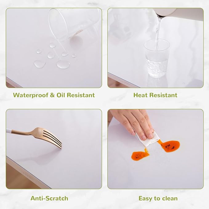 24 x 36 Inch Clear Table Cover Protector, Clear Table Protector for Dining Room Table, 1.5mm Plastic Table Cover, Waterproof Table Pad for Kitchen, Office