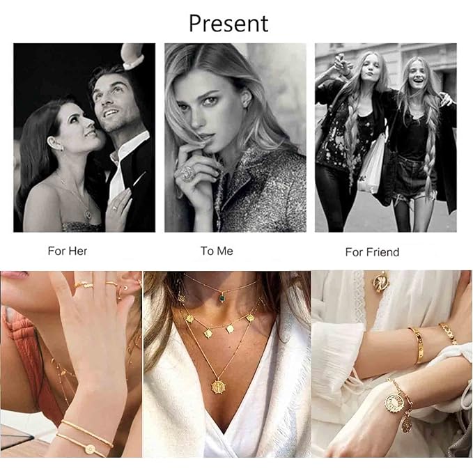 Boho Star Dangle Choker Necklace Gold Chunky Curb Chain Necklace Punk Thick Chain Choker Necklace Minimal Short Chain Necklace Jewelry for Women and Girls-BrightBean Baby