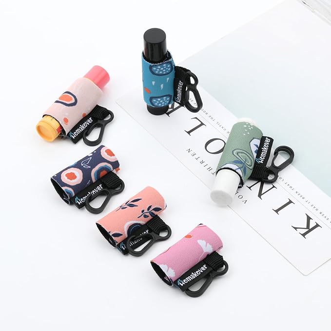 6 Pack Compact Clip-On Chapstick Holder Premium Release Clip Neoprene Sleeve Lip Balm with Clip Fits Most Standard Lip Balm (Colored Whale)-BrightBean Baby